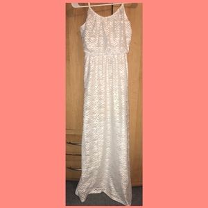 White Maxi Dress With Nude Lining